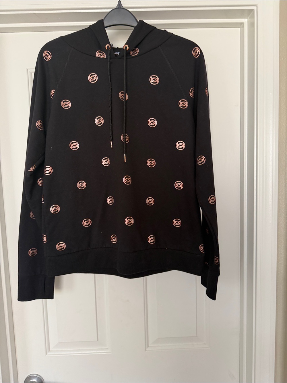 bebe SPORT New Black Hoodie, Rose-Gold Logo, size XL, Chest-44”.NWOT, perfect!